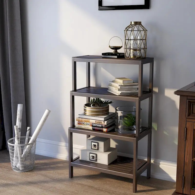 Blonde/Chestnut/Espresso/Graphite/Merlot/White 4-Tier Stepback Bookcase