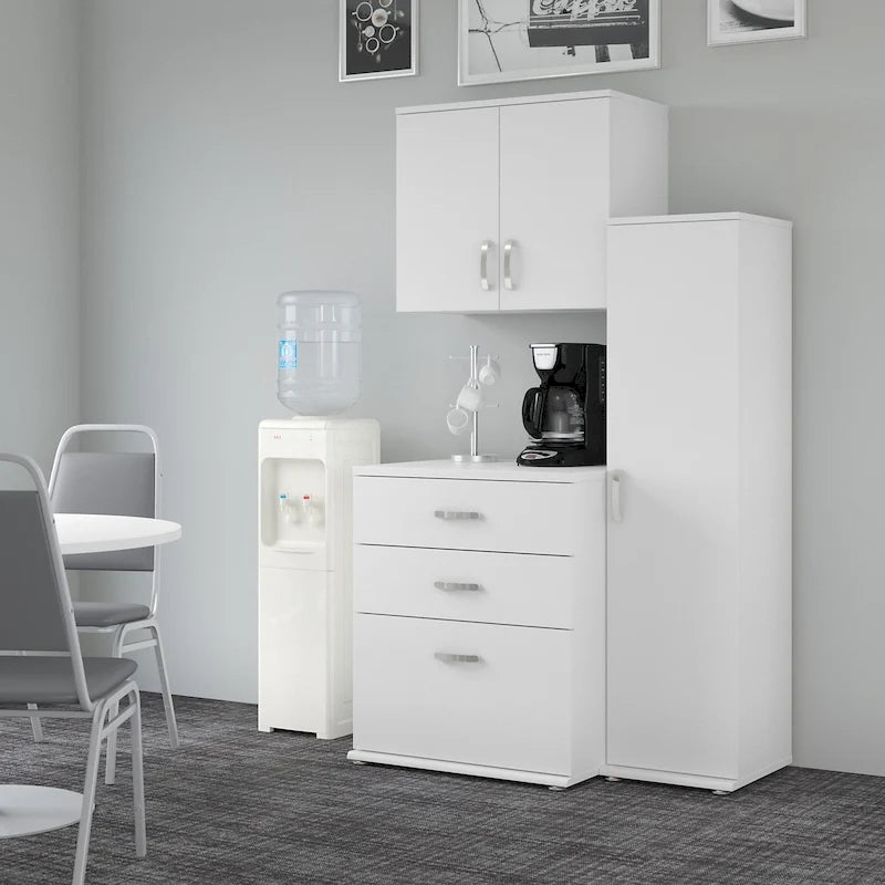 White / Platinum Gray / Storm Gray 3-Piece Modular Storage Set with Floor and Wall Cabinets
