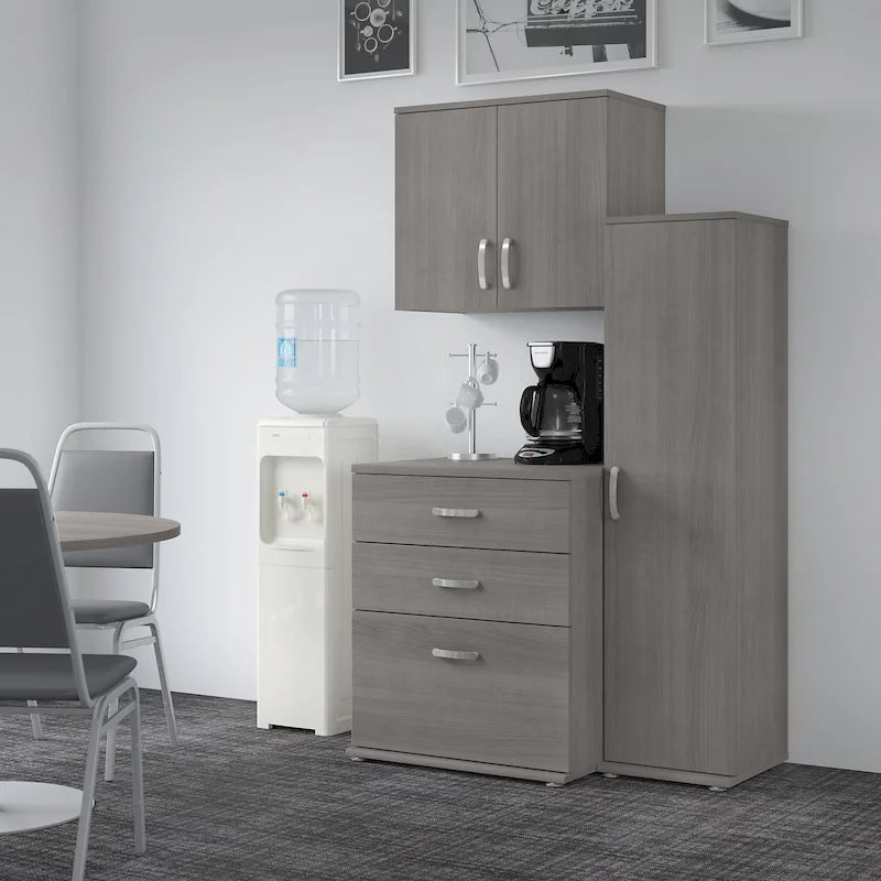 White / Platinum Gray / Storm Gray 3-Piece Modular Storage Set with Floor and Wall Cabinets