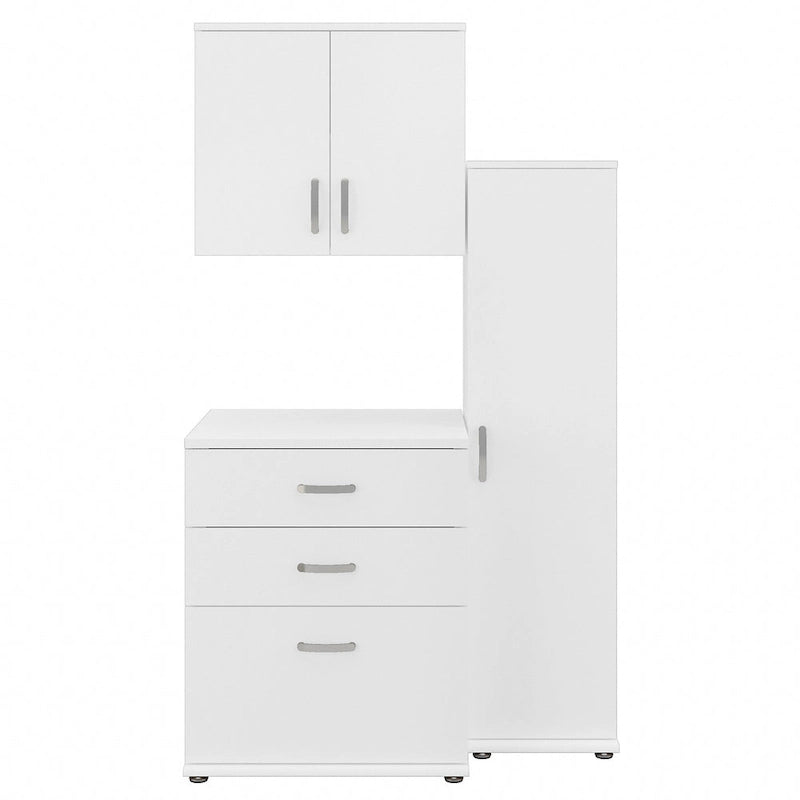 White / Platinum Gray / Storm Gray 3-Piece Modular Storage Set with Floor and Wall Cabinets