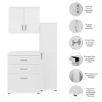 White / Platinum Gray / Storm Gray 3-Piece Modular Storage Set with Floor and Wall Cabinets