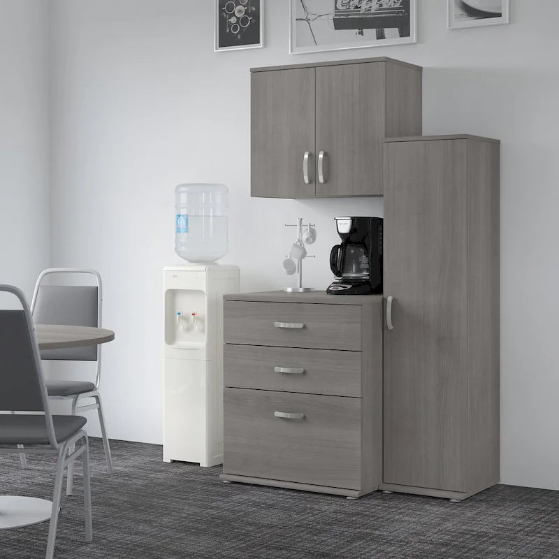 White / Platinum Gray / Storm Gray 3-Piece Modular Storage Set with Floor and Wall Cabinets