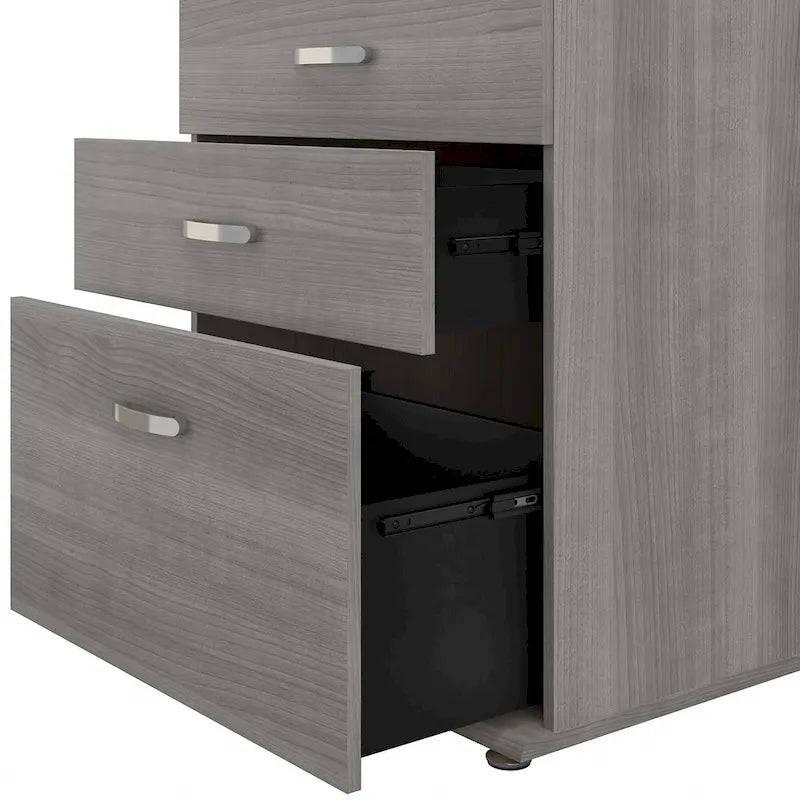 White / Platinum Gray / Storm Gray 3-Piece Modular Storage Set with Floor and Wall Cabinets