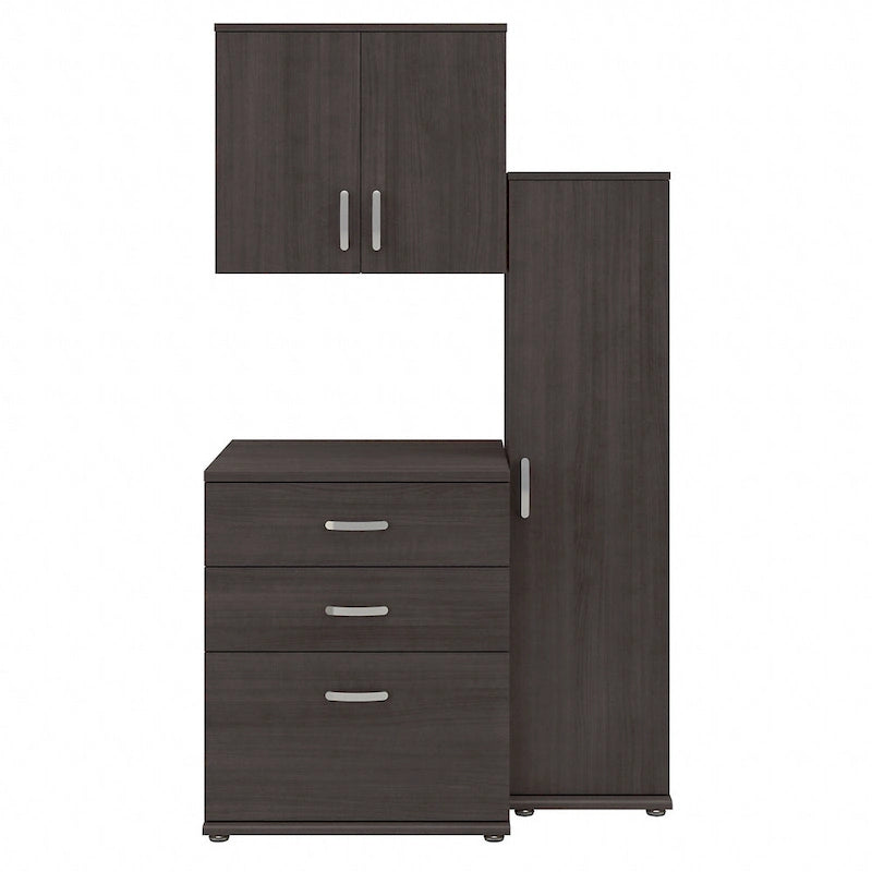 White / Platinum Gray / Storm Gray 3-Piece Modular Storage Set with Floor and Wall Cabinets