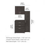 White / Platinum Gray / Storm Gray 3-Piece Modular Storage Set with Floor and Wall Cabinets