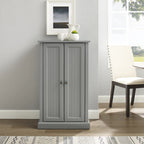 White Coastal Style Accent Cabinet with Beadboard Doors and Adjustable Shelves, Single