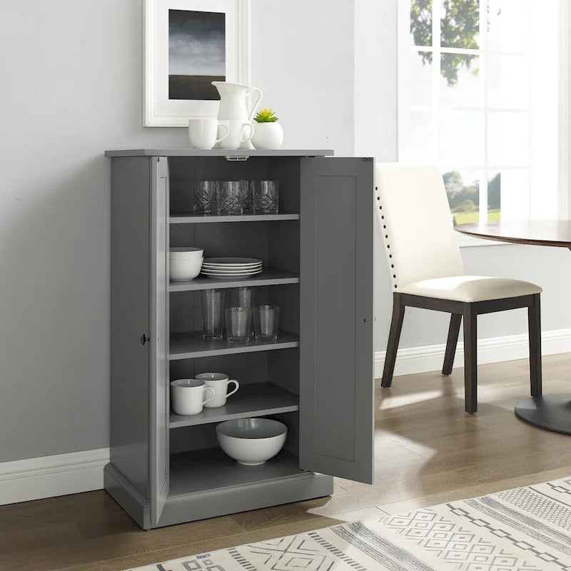 White Coastal Style Accent Cabinet with Beadboard Doors and Adjustable Shelves, Single