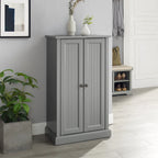 White Coastal Style Accent Cabinet with Beadboard Doors and Adjustable Shelves, Single