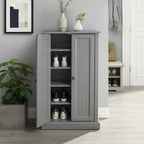 White Coastal Style Accent Cabinet with Beadboard Doors and Adjustable Shelves, Single