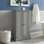 White Coastal Style Accent Cabinet with Beadboard Doors and Adjustable Shelves, Single