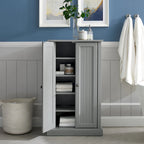 White Coastal Style Accent Cabinet with Beadboard Doors and Adjustable Shelves, Single