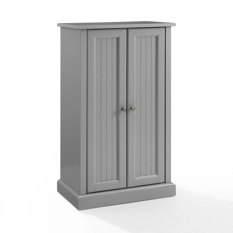 White Coastal Style Accent Cabinet with Beadboard Doors and Adjustable Shelves, Single
