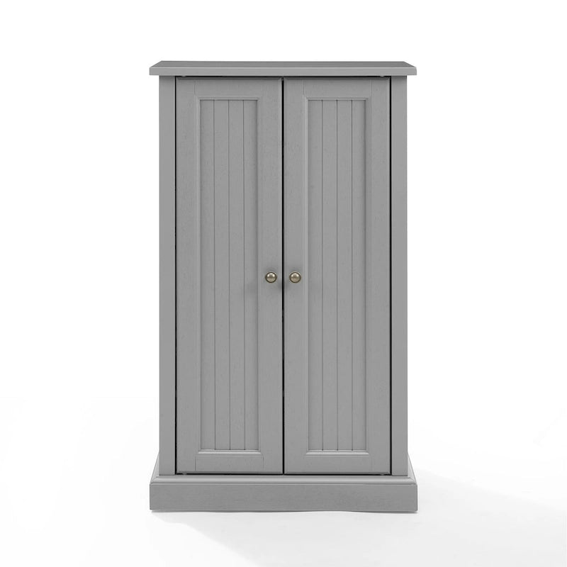White Coastal Style Accent Cabinet with Beadboard Doors and Adjustable Shelves, Single