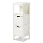 White Farmhouse 2-Drawer Storage Cabinet with Open Shelf, Single, Freestanding