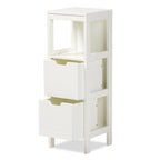 White Farmhouse 2-Drawer Storage Cabinet with Open Shelf, Single, Freestanding