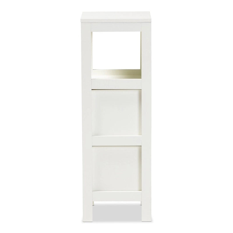 White Farmhouse 2-Drawer Storage Cabinet with Open Shelf, Single, Freestanding
