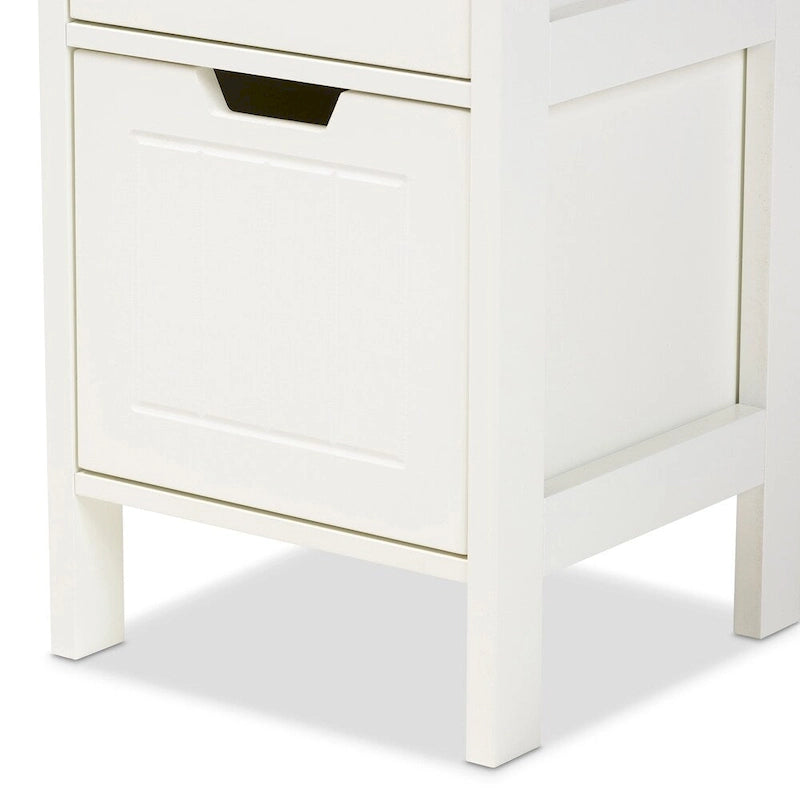 White Farmhouse 2-Drawer Storage Cabinet with Open Shelf, Single, Freestanding