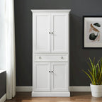 White Traditional Kitchen Pantry Cabinet with Drawer and Adjustable Shelves, Single