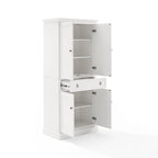 White Traditional Kitchen Pantry Cabinet with Drawer and Adjustable Shelves, Single