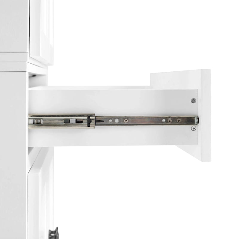 White Traditional Kitchen Pantry Cabinet with Drawer and Adjustable Shelves, Single
