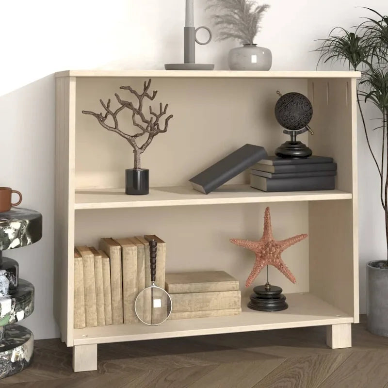 Dark Gray/Honey Brown/White 2-Shelf Solid Pine Sideboard, 33.5"W