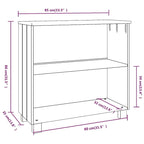 Dark Gray/Honey Brown/White 2-Shelf Solid Pine Sideboard, 33.5"W