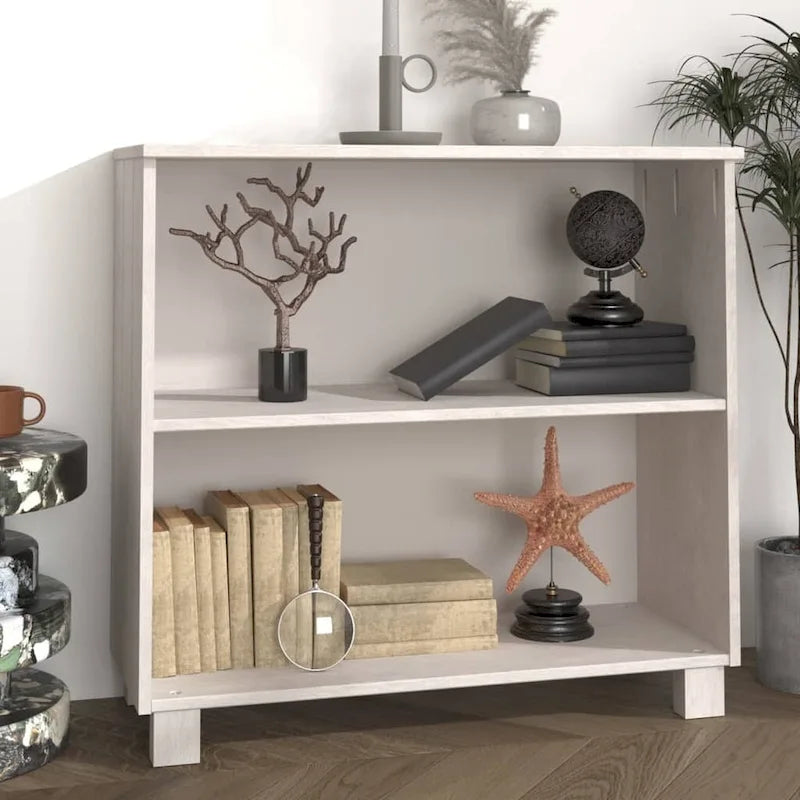 Dark Gray/Honey Brown/White 2-Shelf Solid Pine Sideboard, 33.5"W