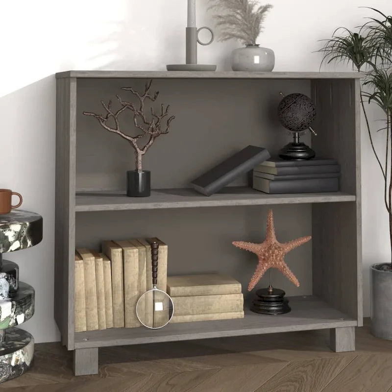 Dark Gray/Honey Brown/White 2-Shelf Solid Pine Sideboard, 33.5"W