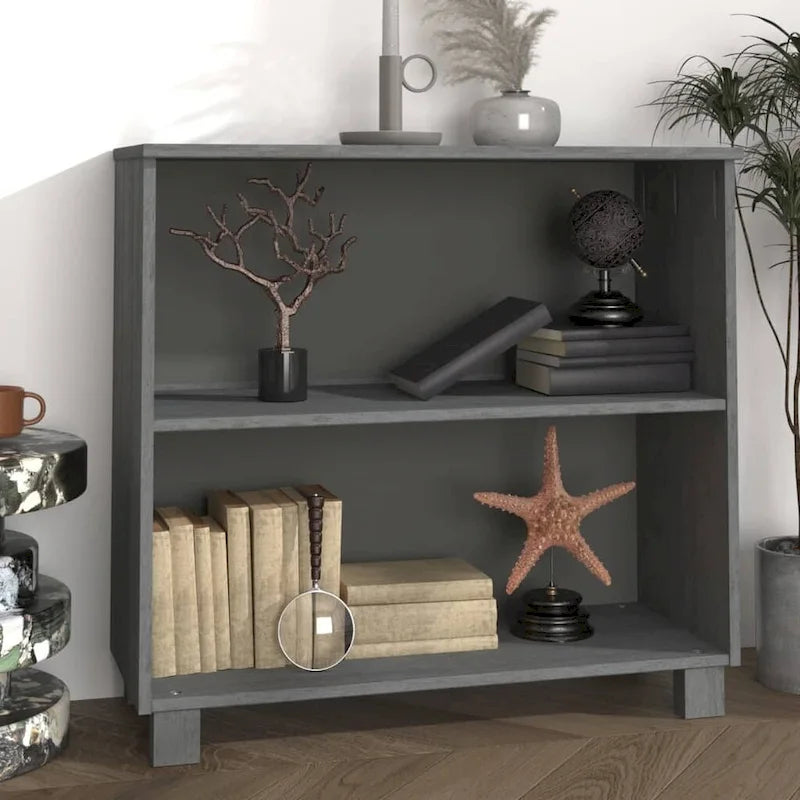 Dark Gray/Honey Brown/White 2-Shelf Solid Pine Sideboard, 33.5"W