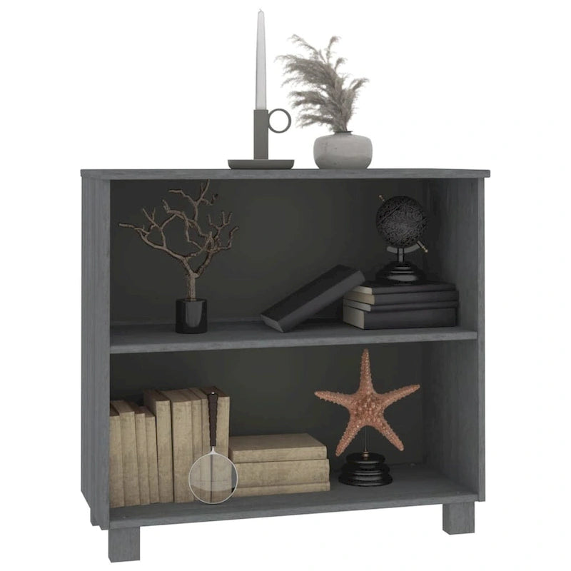 Dark Gray/Honey Brown/White 2-Shelf Solid Pine Sideboard, 33.5"W