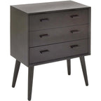 Black 3-Drawer Mid-Century Modern Chest, 24"W x 12"D x 28"H