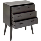 Black 3-Drawer Mid-Century Modern Chest, 24"W x 12"D x 28"H