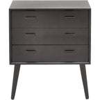 Black 3-Drawer Mid-Century Modern Chest, 24"W x 12"D x 28"H