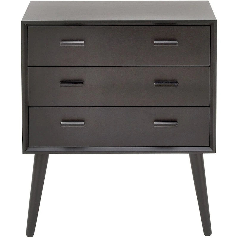 Black 3-Drawer Mid-Century Modern Chest, 24"W x 12"D x 28"H