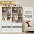 White Kitchen Hutch Cabinet with 2 Drawers & 6 Open Shelves