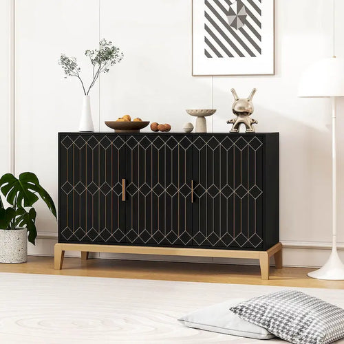 3 Door Storage Cabinet ,Sideboard Buffet Cabinet With Adjustable Shelf
