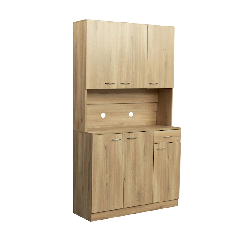 70.87 Tall Wardrobe& Kitchen Cabinet, with 6-Doors, 1-Open Shelves and 1-Drawer for bedroom