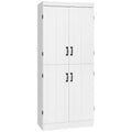 White 4-Door Kitchen Pantry Cabinet, 6-Tier Shelving