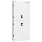 White 4-Door Kitchen Pantry Cabinet, 6-Tier Shelving