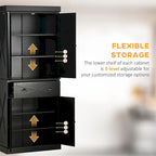 Freestanding 4 Door Kitchen Pantry Cabinet with 6-Tiers, 1 Drawer