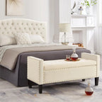 Black / Gray / Beige / Navy Velvet Tufted Storage Bench with Nailhead Trim, Single