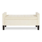 Black / Gray / Beige / Navy Velvet Tufted Storage Bench with Nailhead Trim, Single