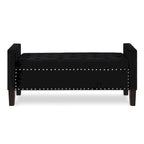Black / Gray / Beige / Navy Velvet Tufted Storage Bench with Nailhead Trim, Single