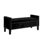 Black / Gray / Beige / Navy Velvet Tufted Storage Bench with Nailhead Trim, Single
