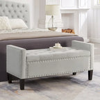 Black / Gray / Beige / Navy Velvet Tufted Storage Bench with Nailhead Trim, Single
