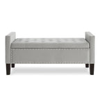 Black / Gray / Beige / Navy Velvet Tufted Storage Bench with Nailhead Trim, Single