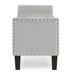 Black / Gray / Beige / Navy Velvet Tufted Storage Bench with Nailhead Trim, Single