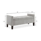 Black / Gray / Beige / Navy Velvet Tufted Storage Bench with Nailhead Trim, Single