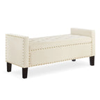 Black / Gray / Beige / Navy Velvet Tufted Storage Bench with Nailhead Trim, Single