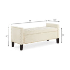 Black / Gray / Beige / Navy Velvet Tufted Storage Bench with Nailhead Trim, Single